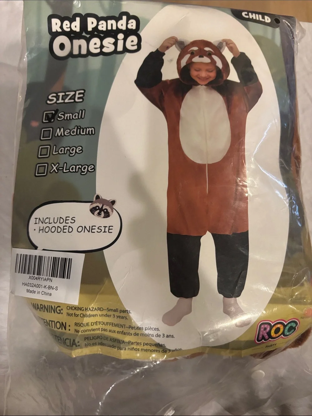 Red Panda Hooded Kids Onesie - Brown and White  by ROC